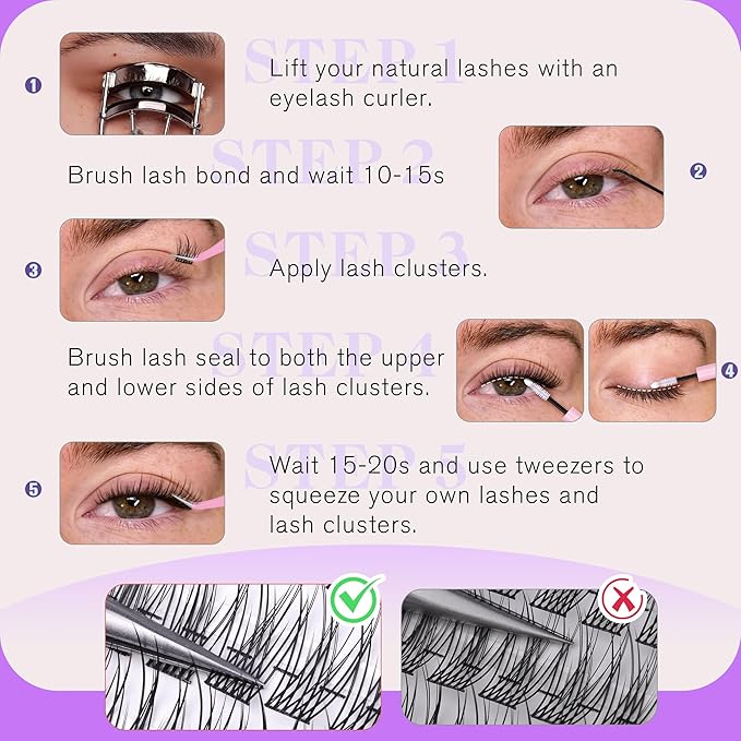 Natural Lash Clusters 10-14MM Thin Lash Band Short Eyelash Clusters Eyelash Extension Soft Cluster Lashes C-curly Individual Lashes DIY Lash Extension Beginner-friendly by Newcally