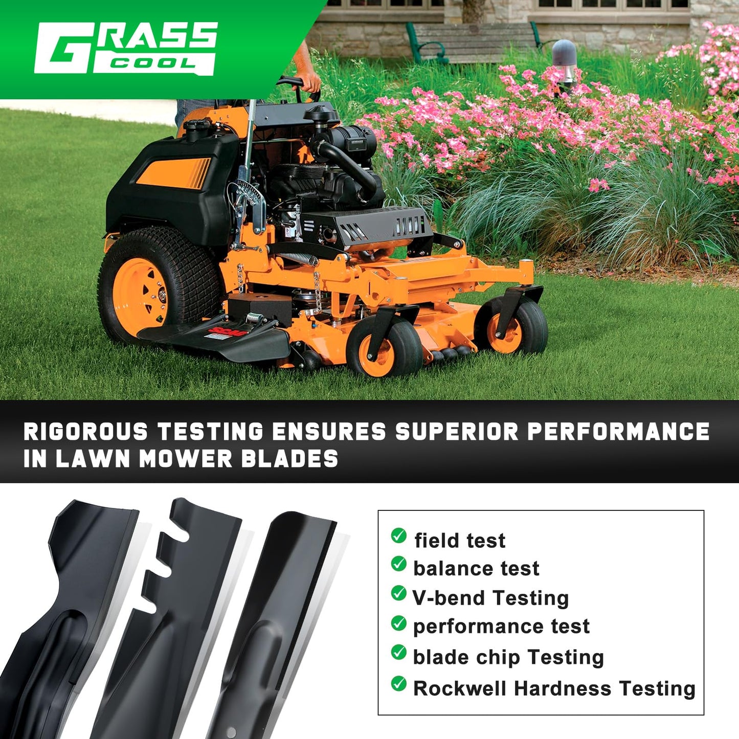 Grasscool 5101755 5101755s Blades Compatible with Ferris Scag Turf Tiger Bad Boy Simplicity 61" Zero Turn Mower Replace for 5020842 48111 481708