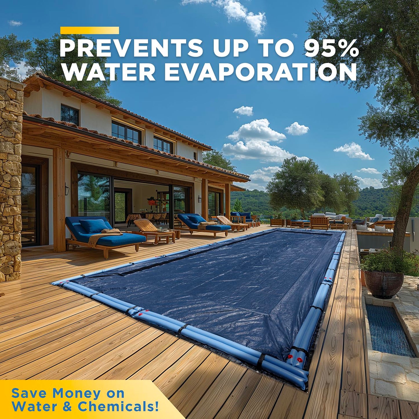 20-Ft x 40-Ft Pool Cover for Inground Pools - Rectangle Winter Cover Inground, Extra Thick Material and Durable Design, Cold and UV-Resistance, Easy Installation, Navy Blue