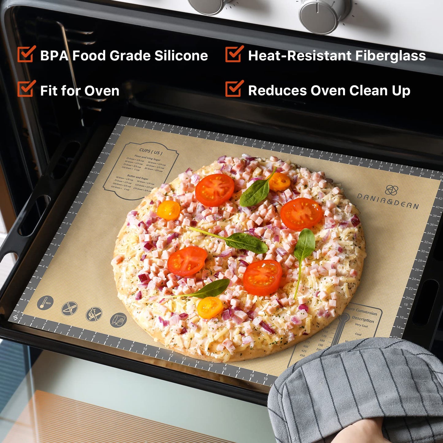 Baking Mat, 28" x 20" Large Silicone Non-slip Baking Pastry Mat with Measurement, Non Stick Silicone Mats for Kitchen Counter, Fondant Mat, Counter Mat, Dough Rolling Mat, Oven Liner, Pie Crust Mat