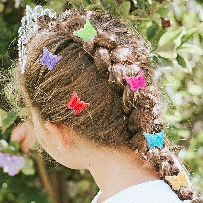 50 Packs Assorted Color Butterfly Hair Clips, Beautiful Mini Butterfly Hair Clips Hair Accessories for Women and Girls (Transparent Pure Color)