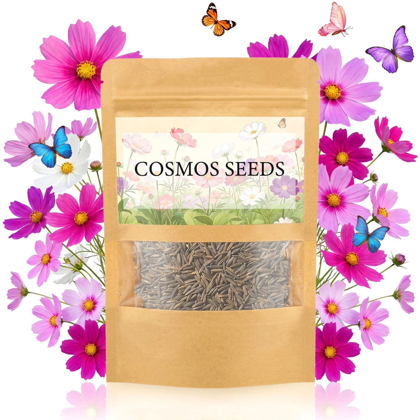 LUOJIBIE Cosmos Seeds, 10,000+ Cosmos Flower Seeds for 2026, Wildflower Seeds for Planting Outdoor Garden, Crazy Blend Mix Color, No Filler, 3 Oz Packet, Easy to Grow