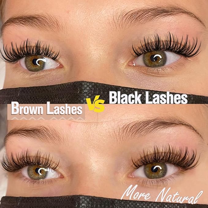 Brown Lash Clusters Natural Lash Individuals 144 Pcs Eyelash Extensions Wispy Lash Extensions D-Curly Dark Brown Eyelash Clusters 10-16MM DIY False Eyelashes at Home by Mavphnee