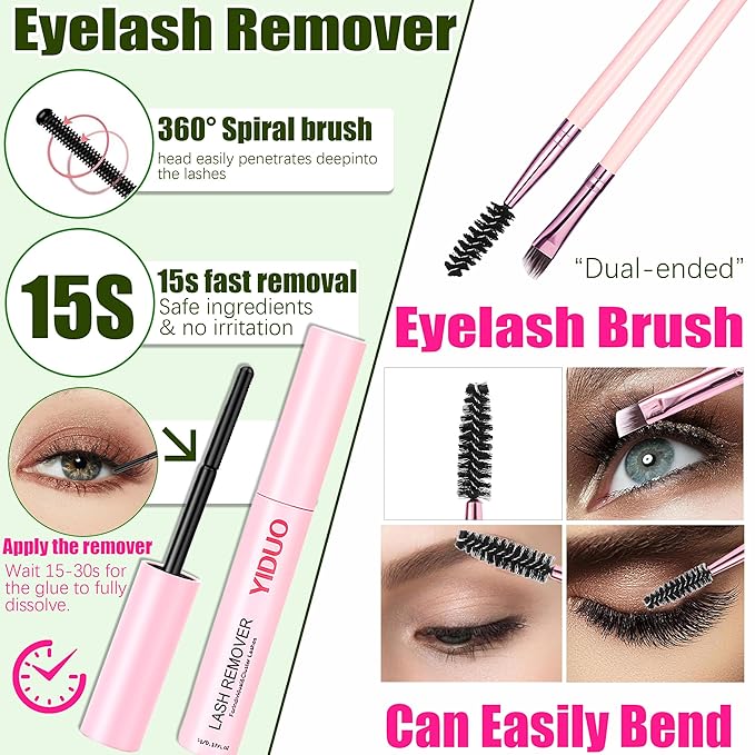 YIDUO 6 Box Mix Lashes Clusters Kit Gift Packs 1686Pcs with 2X Bond&Seal Volume Mega/Bottom Soft Extension False Eyelash Wispy Natural DIY Individual Clusters Lash Kit for Beginners Bulk Pack