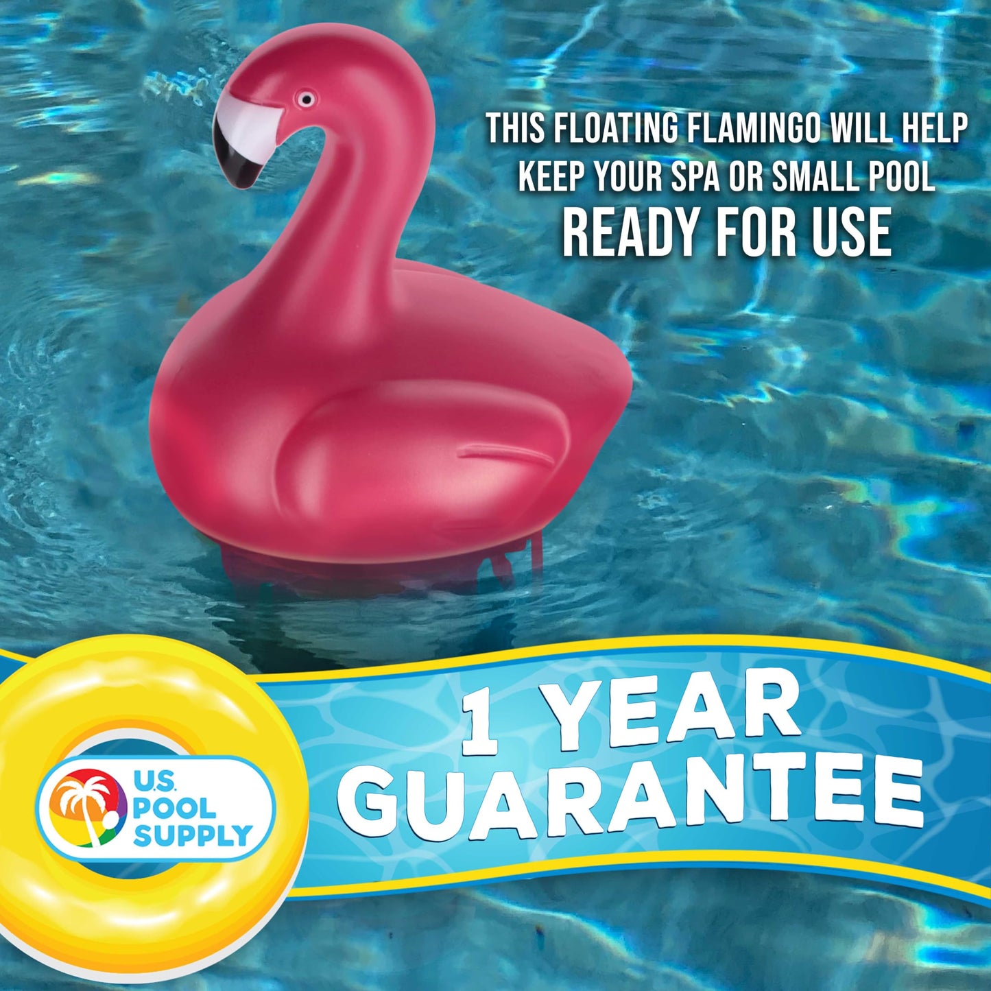 U.S. Pool Supply Flamingo Floating Spa, Hot Tub & Small Pool Chlorine and Bromine Dispenser - Holds 1" Tablets, 6 Flow Level Control Settings - Fun Pink Animal Floater, Adjustable Balanced Delivery