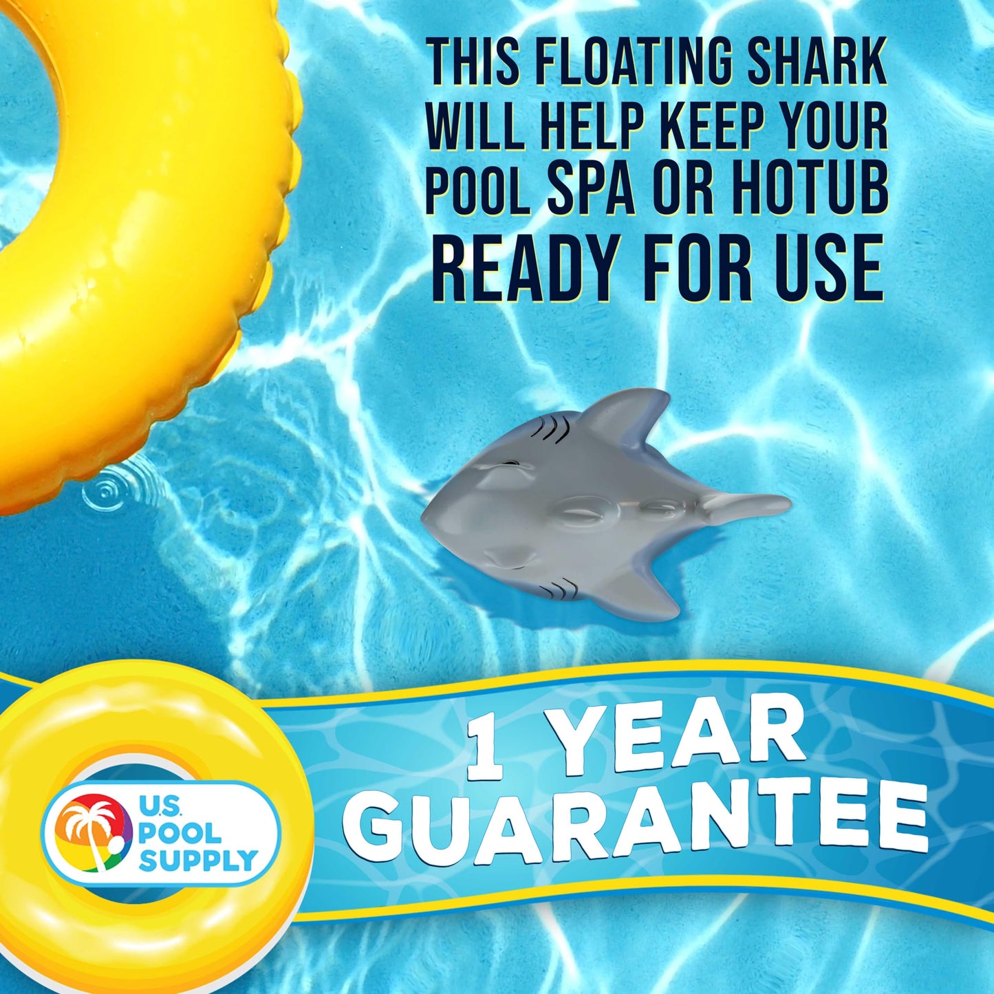 U.S. Pool Supply Open Jaws Great White Shark Floating Pool Chlorine Dispenser, Collapsible Base, Holds 3" Tablets - Scary Teeth, Fun Animal Float Floater Decoration, Adjustable Balanced Delivery, Spa