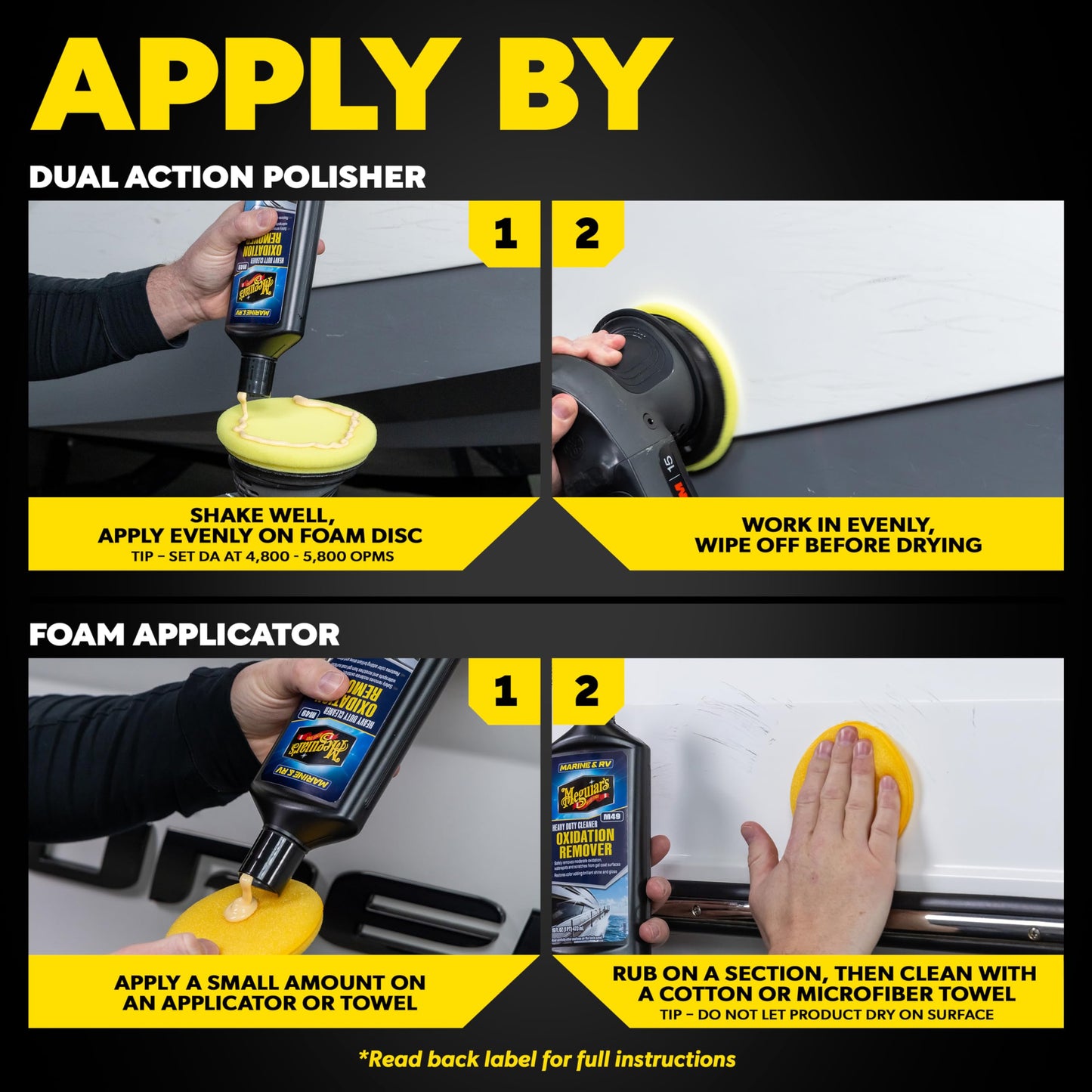 Meguiar's M4916 Marine/RV Heavy Duty Oxidation Remover, Oxidation, Water Spot, Stain, and Boat Scratch Remover for Vehicles with Gel Coat and Fiberglass Surfaces, 16 Oz - Packaging may vary