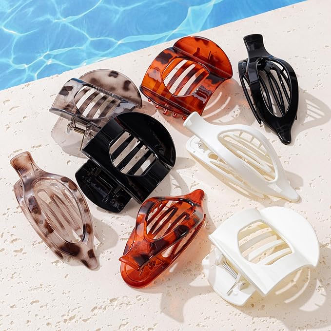 8 Pack Flat Hair Clips for Women, Matte Flat Claw Clips for Thick & Thin Hair No-Slip Strong Hold Hair Barrettes, French Duckbill Styling Accessories for Women
