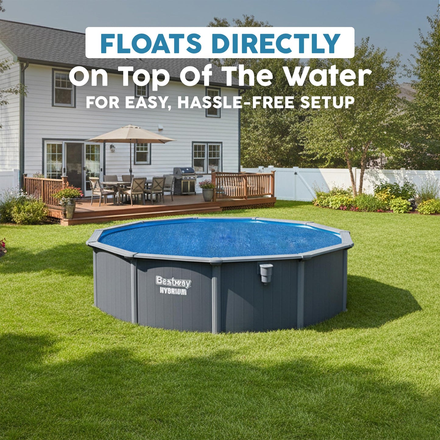 Bestway Round Solar Pool Cover for 18' Above Ground Pool - Frame and Steel Wall Models, Solar Heating Protector with Outdoor Leaf & Debris Protection