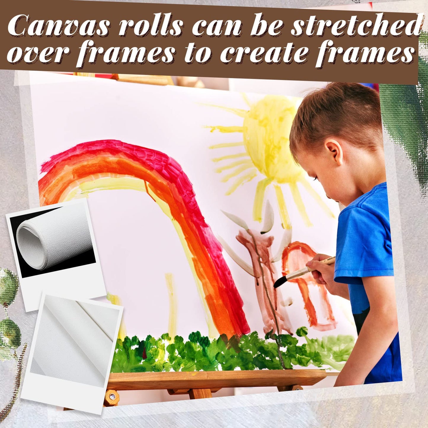 Kinlop 36 Inch x 20 Feet Double Primed Cotton Canvas Large White Canvas Roll for Oil and Acrylic Painting
