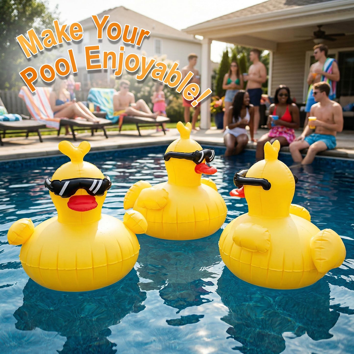 CetusLink Solar Floating Pool Lights, RGBW Color Changing 12-LED 20H Runtime with Remote, Pool Party and Garden Pond Decor, Cool Sunglasses Duck 2-Pack