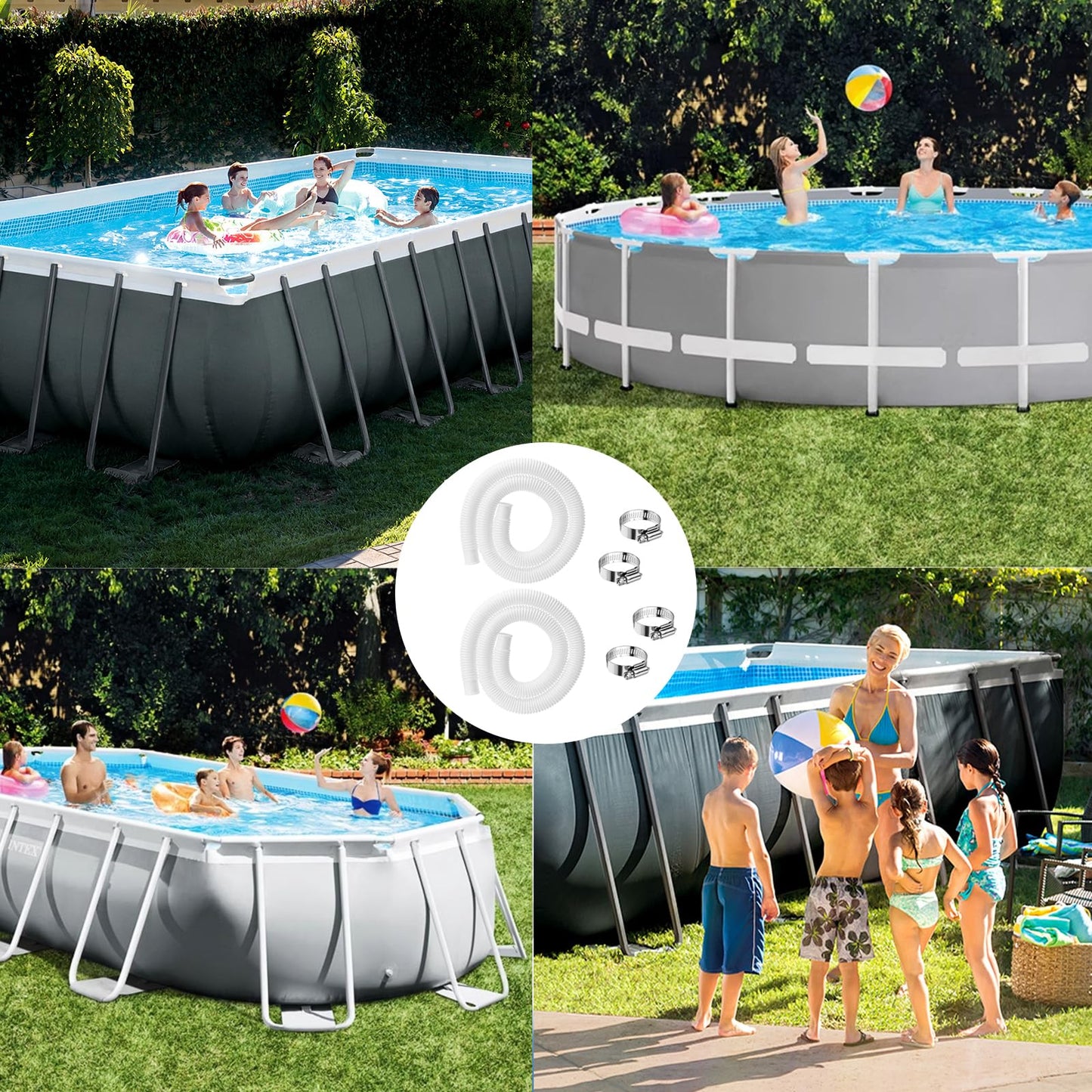 3 Pcs 1.25" Pool Hose, 59" Long Accessory Pool Pump Replacement Hoses, Compatible with All Above Ground Pool Filter Pumps that Use 1 1/4 Diameter Hoses