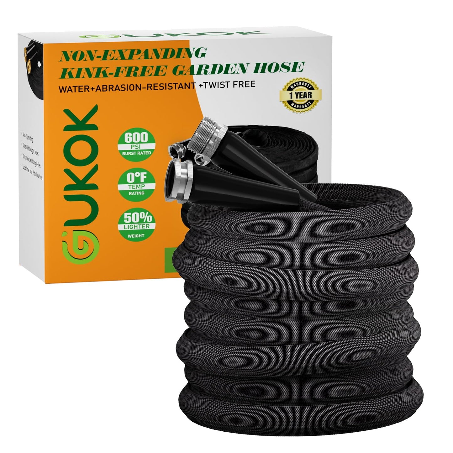 100 FT Garden Hose, Non-Expanding Water Hose, Ultra Flexible, Burst-Resistant, Kink-Free, High-Pressure Garden Hose for Easy All-Weather Use on Lawns, Gardens, and Outdoor Cleaning