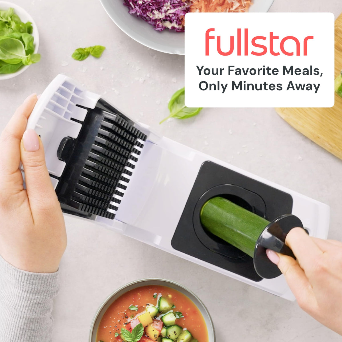 Fullstar Pro Original Vegetable Chopper - Chopper and Spiralizer - Food Chopper with Container, Fruit Cutter, Onion Dicer - All-in-One Prep Tool - Kitchen Gadgets and Gifts (4 in 1, White)