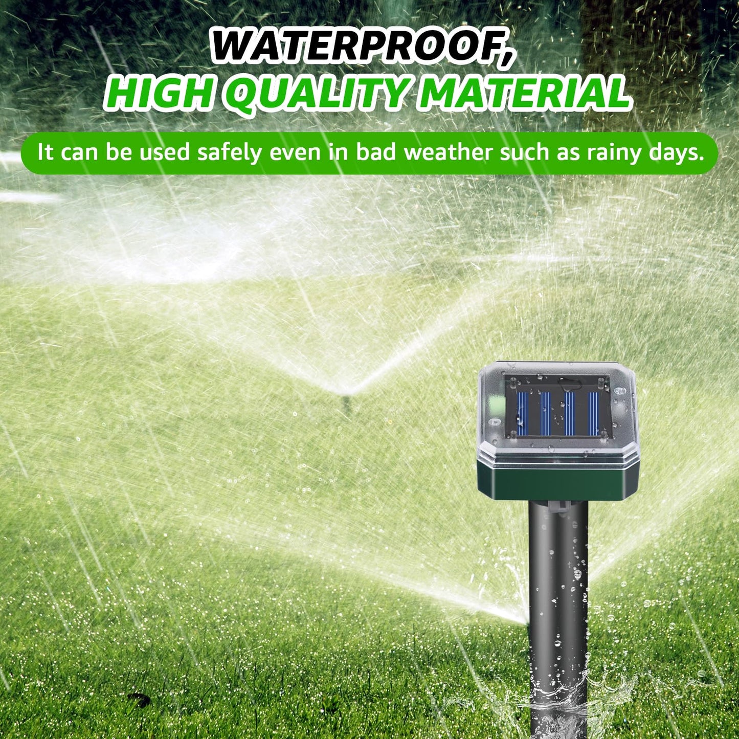 Mole Repellent Solar Powered Waterproof Outdoor Chipmunk Deterrent Solar Mole Repellent Ultrasonic for Gopher Vole Rat Squirrel Skunk Garden Yard Lawn Pest Control