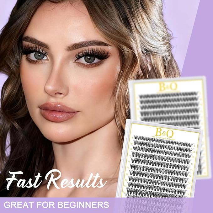 B&Q Lash Clusters 280PCS Natural Eyelash Clusters 40D D 14mm Individual Lash Wispy Eyelash Extension with Soft Thin Band Classic Look Pestañas Postizas Comfortable DIY at Home(40D-D-14mm)