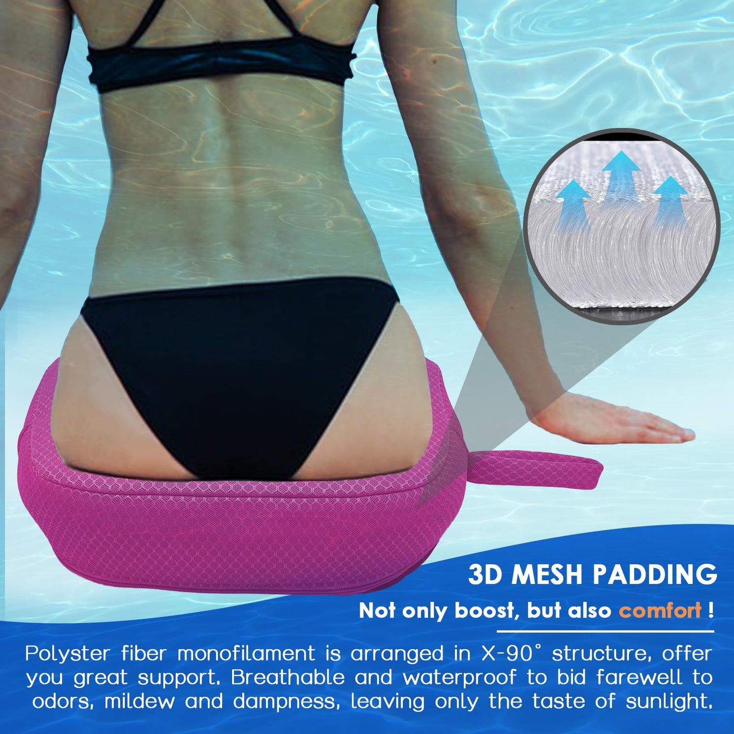 AEROiVi Hot Tub Booster Seat for Adults, 5 Inch Thick Supportive Cushion with Non-Slip Bottom, Weighted for Quick Sink without Float, Spa Booster Seat for Hot Tub (Including Inflatable), Pool, Bathtub
