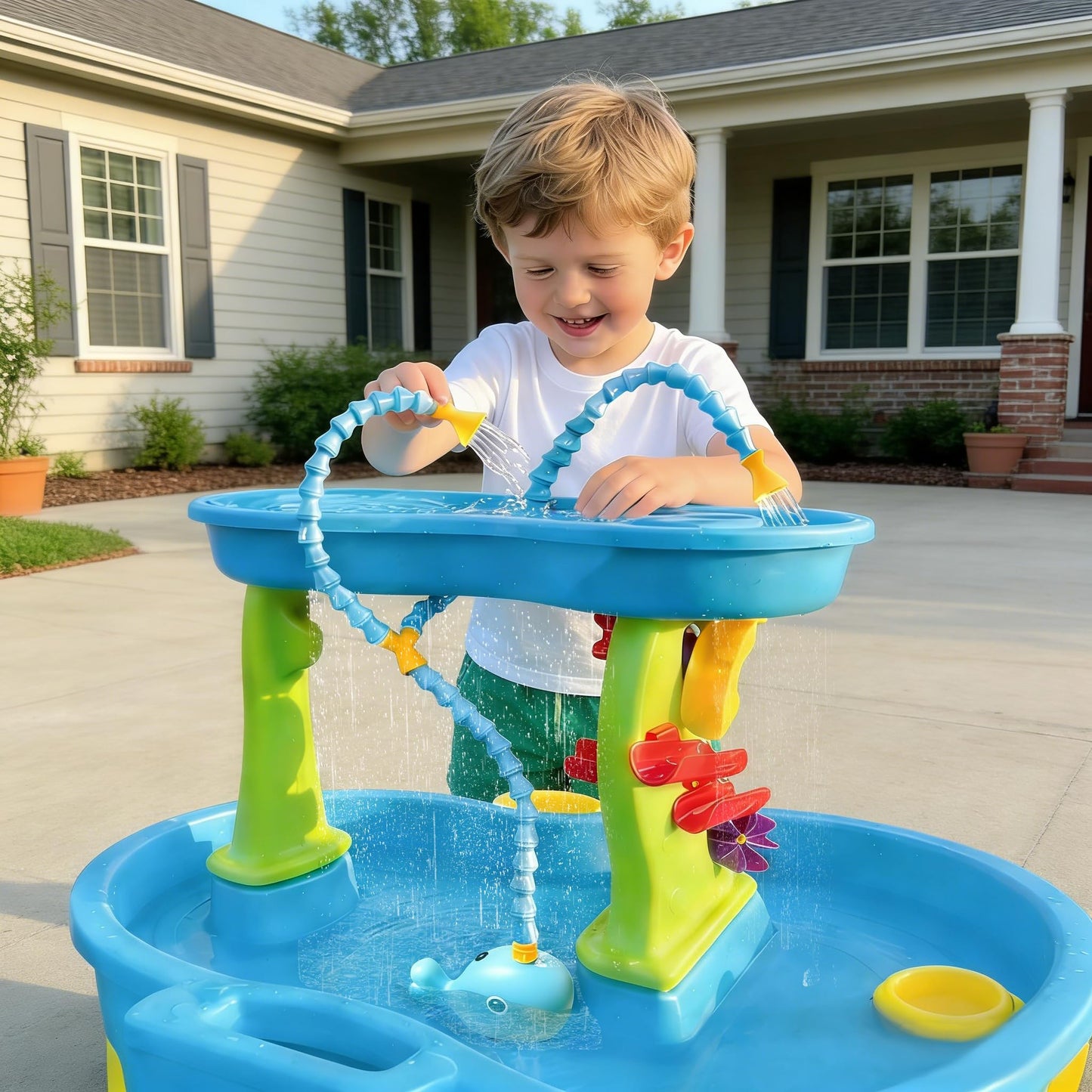 Aacabo Rechargeable Water Table Pump with Huge Water Output,Water flow rate up to 8L/min (2.11 GPM),Kids Sand Water Play Pump,Whale-Shaped Design,Suitable for Most Water Table on the Market