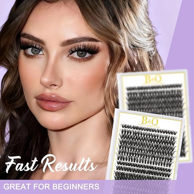 B&Q Lash Clusters 280PCS Natural Eyelash Clusters 40D 50D D 9-16 Individual Lash Wispy Eyelash Extension with Soft Thin Band Classic Look Pestañas Postizas Comfortable DIY at Home(40D+50D-D-9-16MIX)