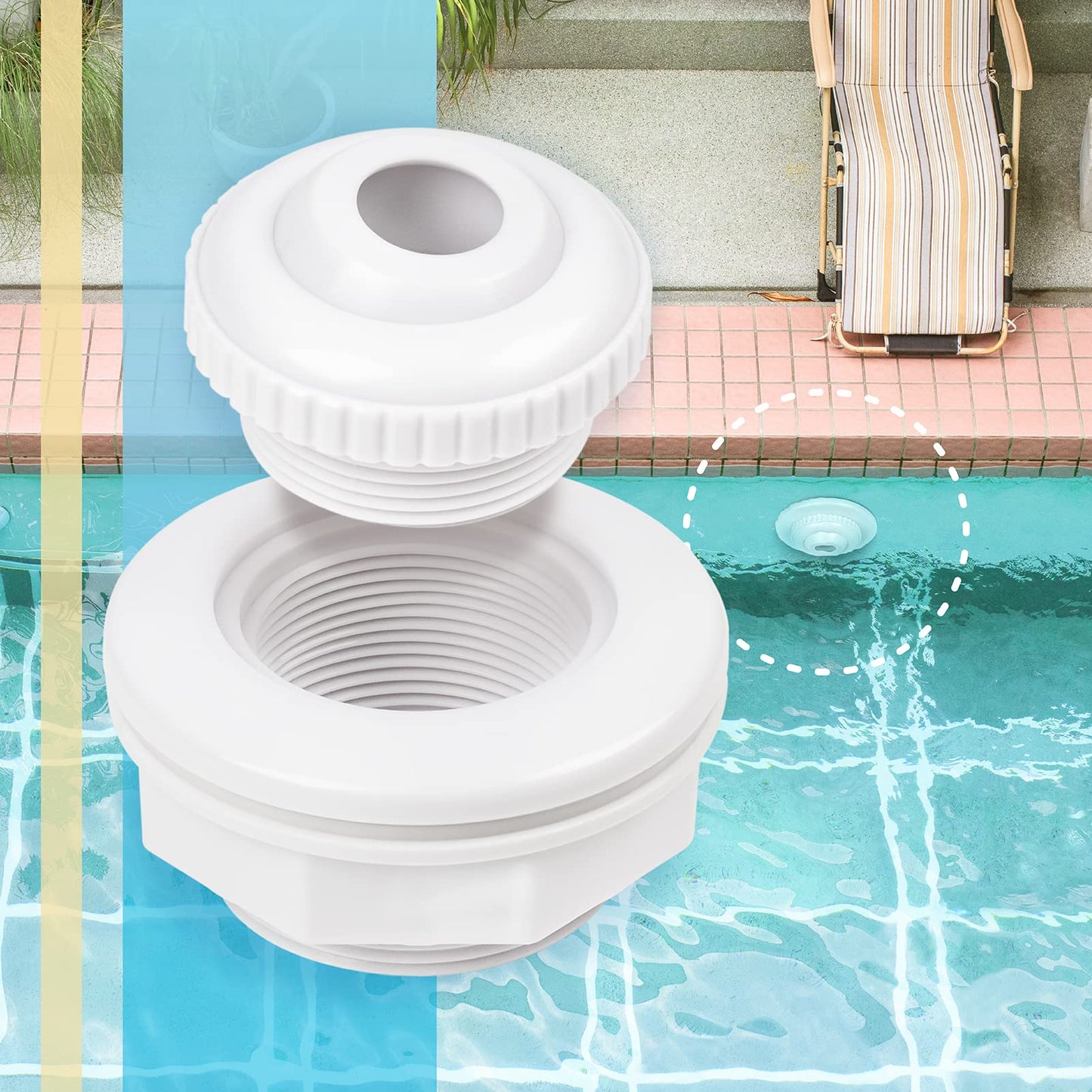 Replacement Hayward Above Ground Pool SP1023 1-1/2" FIP Inlet Return Fitting with Locknut and Gasket & SP1419D Opening Hydrostream Directional Flow Inlet Fitting, Above Ground Pool Accessories(2-Pack)