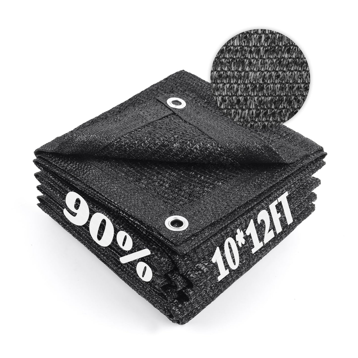 Cool Area 90% Sun Shade Cloth Mesh Tarp with Grommets for Plant Cover 10x12ft Patio Canopy Garden Pergola Greenhouse Car Barn Kennel Black