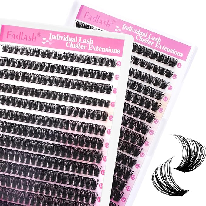FADLASH Fluffy Eyelash Clusters 80D+100D Natural Lash Clusters Volume Lash Extensions 8-16mm D Curl for Beginners DIY at Home (80D+100D, 2 Pack)