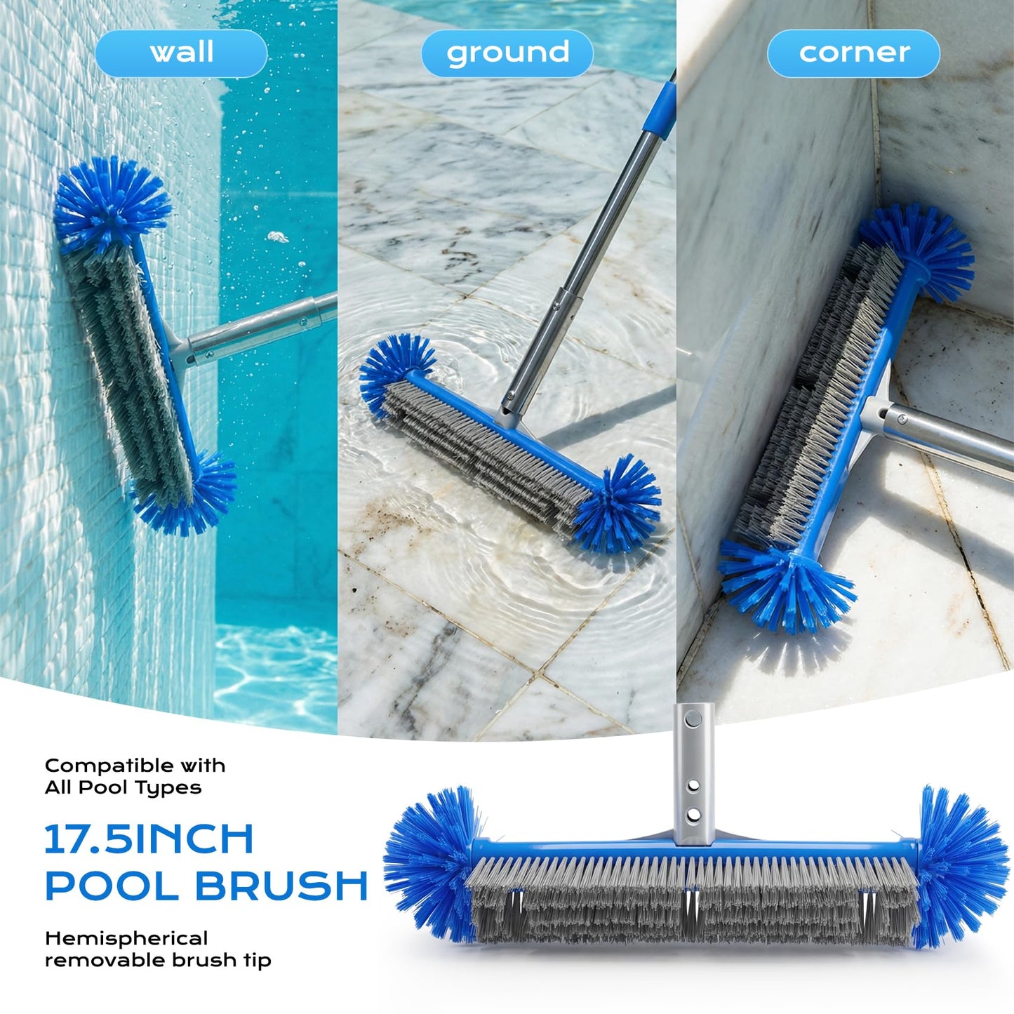 Pool Cleaning Kit with Telescopic Pole, Pool Net with Pole & Dual Skimmers – Premium Pool Accessories for Inground Pools
