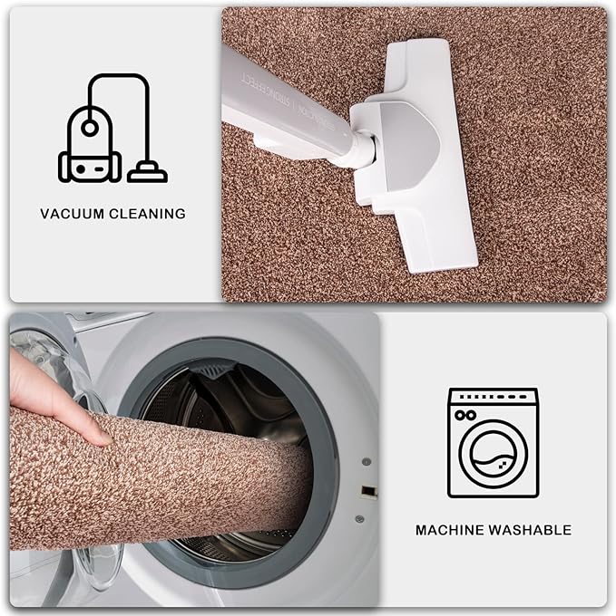 PURRUGS Dirt Trapping Door Mat 24" x 84", Non-Slip Machine Washable Entryway Rug, Dog Doormat, Indoor Front Door Mat, Super Absorbent Entry Rug for Muddy Shoes & Paws, Brown-Light Cream