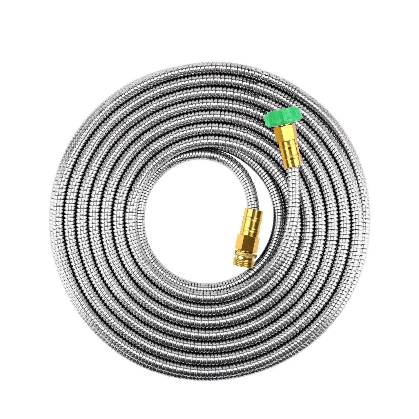 BEAULIFE Short Metal Steel Garden Hose 15 Feet Drinking Rv Water Hose Dehumidifier Drain Hose Connector Extension Attachments 3/4â Hose Bib Faucet Reel Extender for Outdoor
