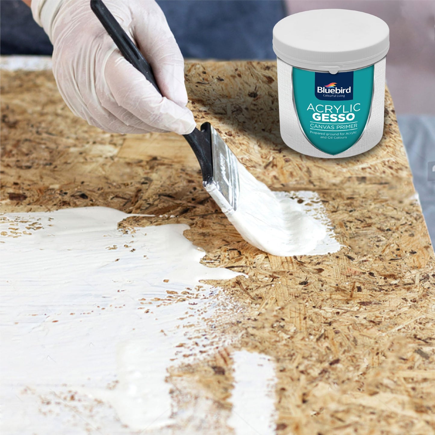 BLUEBIRD Heavy Gesso Primer for Acrylic Painting, Gesso Surface Prep Medium for Acrylic Paint and Oil Paint (White, 28.2 Oz)
