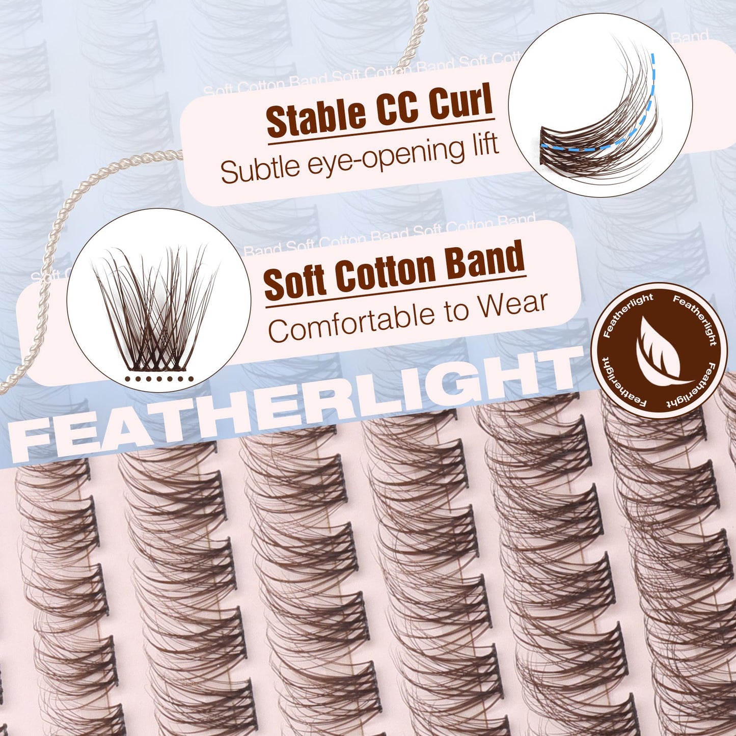 Mavphnee Brown Lash Clusters Kit Natural Eyelash Clusters Dark Brown Eyelash Extensions CC-Curly Pestañas Postizas Wispy Individual Lash Extensions Kit 8-16MM Brown Cluster Lashes 144PCS DIY Lash Kit