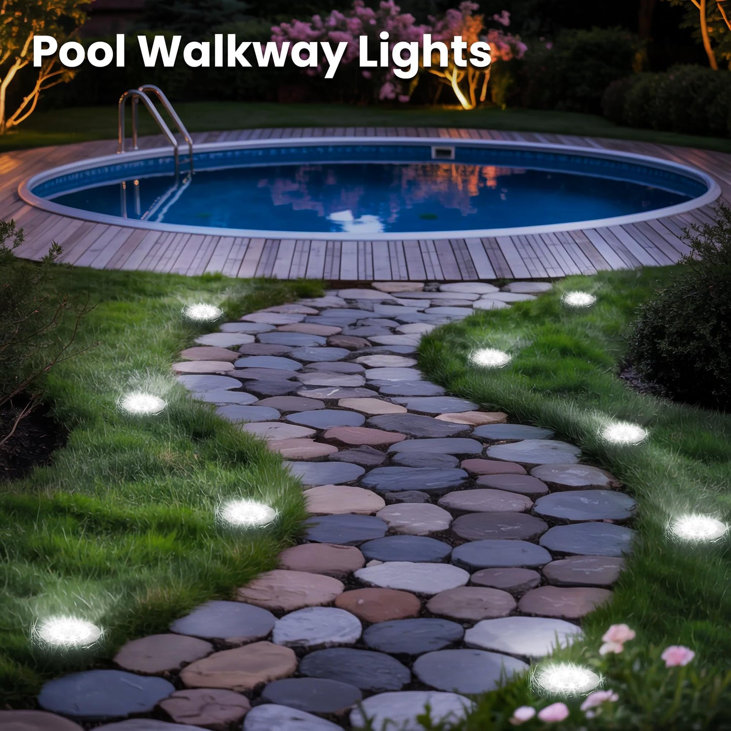 PATIOWIN 12 Pack Solar Pool Lights for Above Ground Pools Accessories, LED Above Ground Pool Lights Outdoor Waterproof, Outdoor Solar Pool Lights Decorations (Cool White)