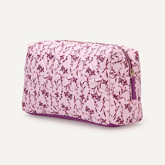 Amazon Essentials Women's Quilted Travel Makeup Bag with Mesh Compartments