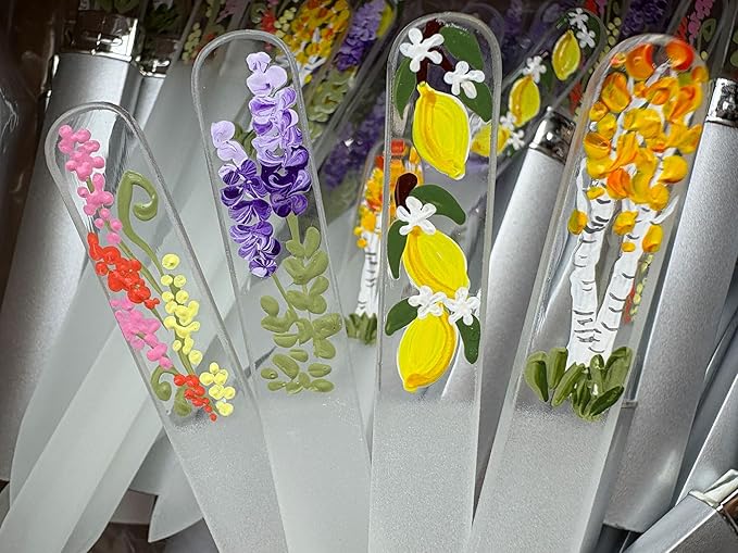 Hand-Painted Glass Nail File â Czech Crystal Manicure File with Lemon Design, Gentle Durable Nail Care Tool, Gift for Women