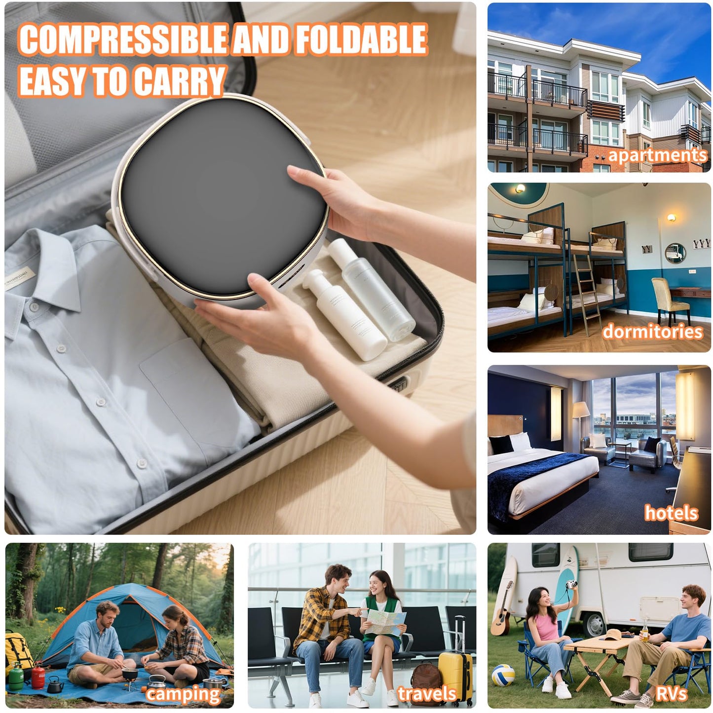 Portable Washing Machine Mini Foldable 16L Washer Laundry with Spin Basket Portable Washer Machine for Apartment RV Travel Camping 3 Cleaning Modes Suitable for Small Clothes and Underwear (Gray)