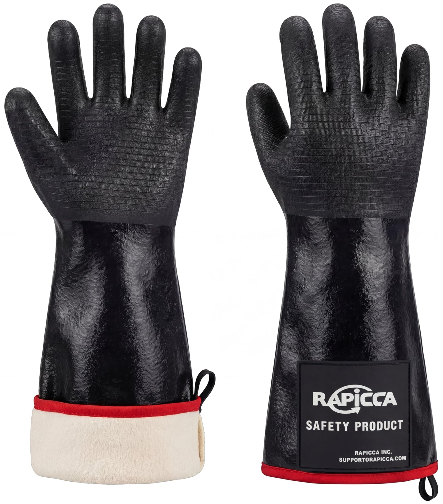 RAPICCA 932°F Heat Resistant BBQ Grill Gloves: Oil Resistant Waterproof for Smoking Grilling Cooking Barbecue Deep Frying Turkey Rotisserie Handling Hot Greasy Meat Stocking Stuffers - 17 in Size XL