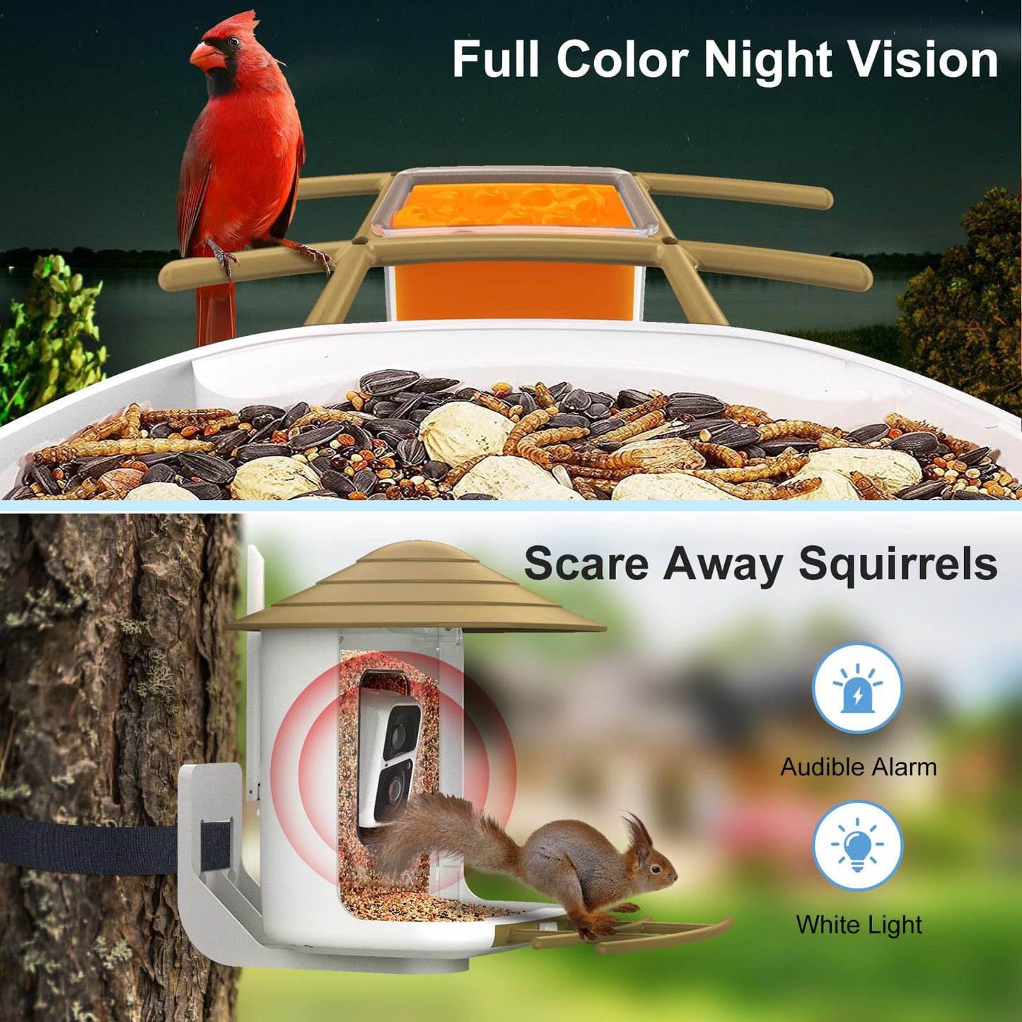 birdsnap® TUC Bird Feeder with Camera 2K HD Live with 32GB Card Auto Detect & Notify AI Identify Camera Birds Feeders Solar Powered Wireless Outdoors Backyard Gift for Mom Dad Birds Lover, 2.4G WiFi