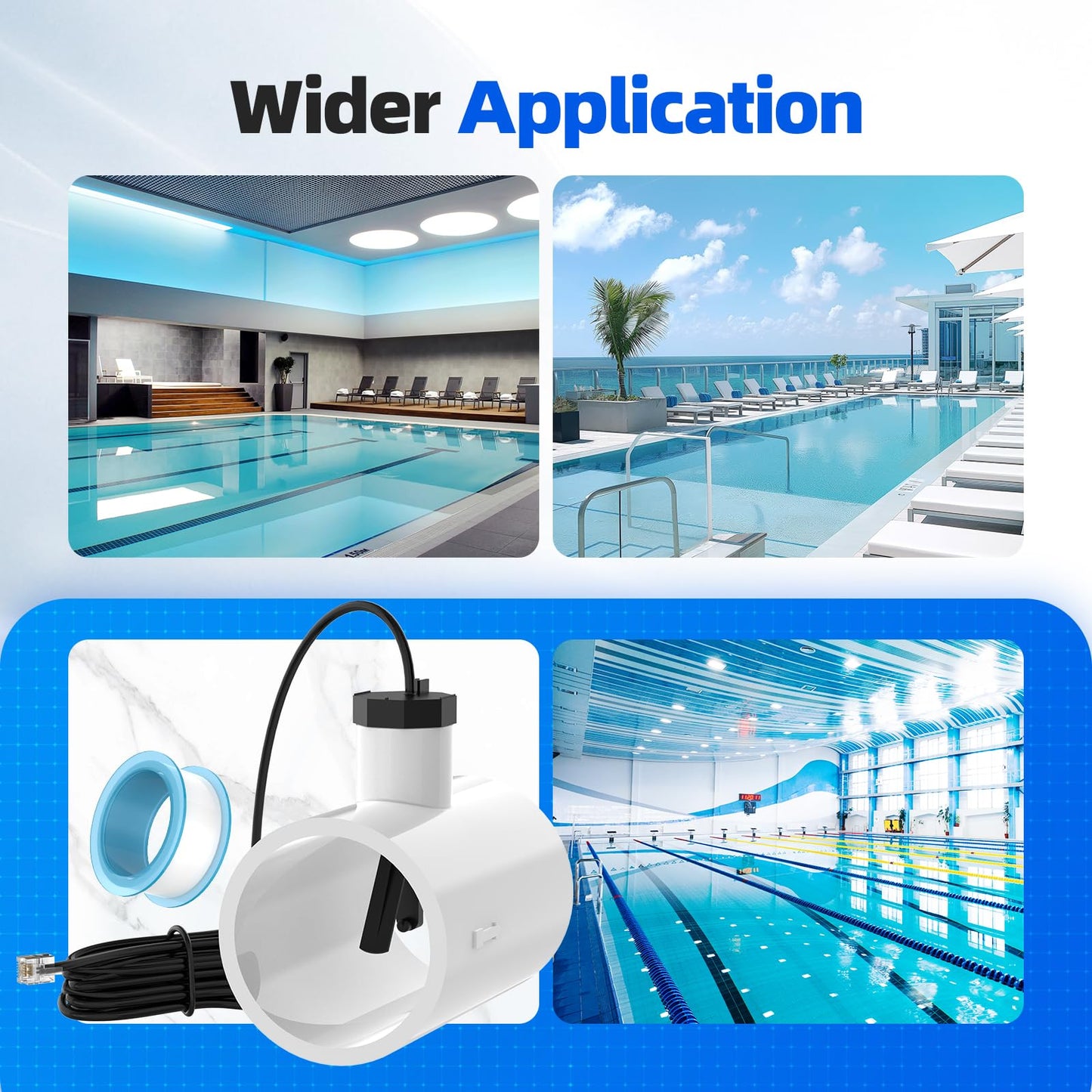 Hoodutric Flow Switch, GLX-FLO-RP for Hayward Goldline Aquarite Salt System Pool Flow Sensor Suitable Aqua Rite Swimming Pool Salt Cell System Assembly with Tee and 15ft Cable