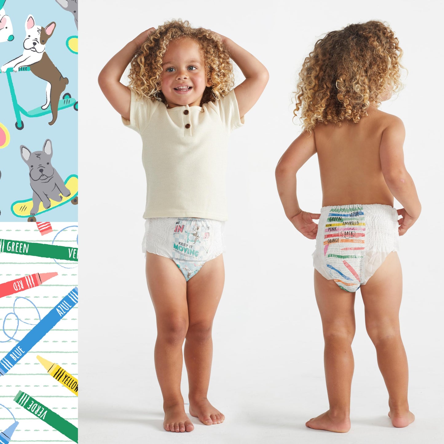 The Honest Company Clean Conscious Training Pants for Sensitive Skin, Hypoallergenic, Fragrance-Free, Let's Color See Me Rollin', Size 2T/3T (up to 34 lbs), 66 Count