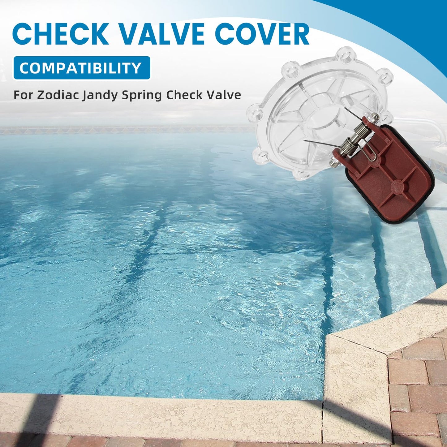 Aumzong 7056 2Pcs Check Valve Covers with Flapper Assembly Compatible with Zodiac Jandy Spring Check Valve Replacement# 7235,7305