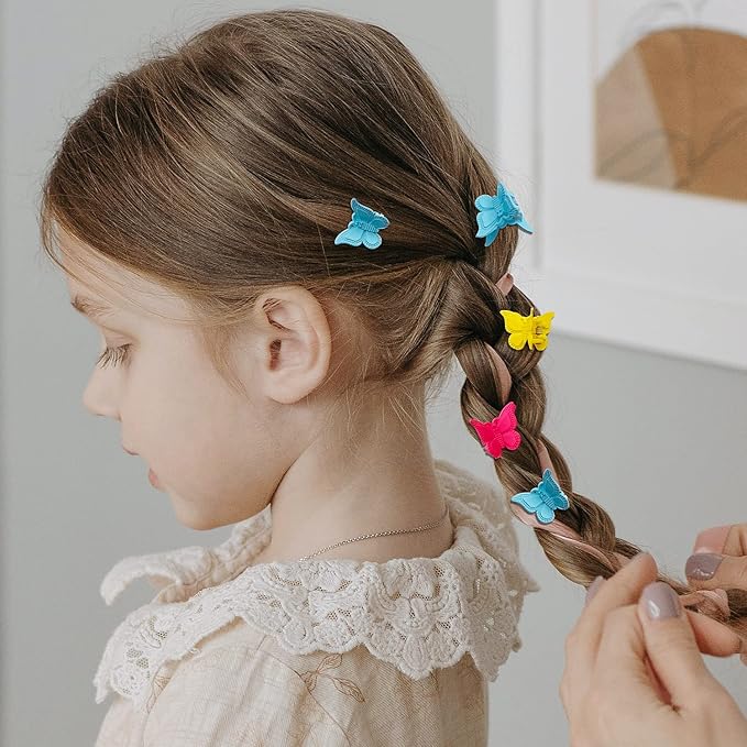 50 Packs Assorted Color Butterfly Hair Clips, Beautiful Mini Butterfly Hair Clips Hair Accessories for Women and Girls (Solid Color)