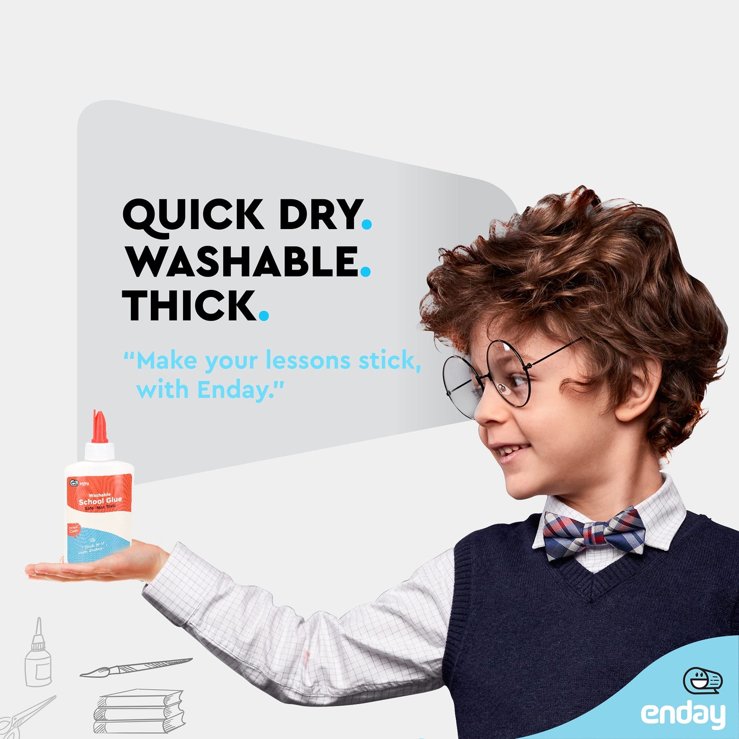 Liquid Glue (12 Pack) - 4 oz Washable School Glue, Bulk, Non-Toxic for Kids, for Slime, Arts and Crafts - by Enday