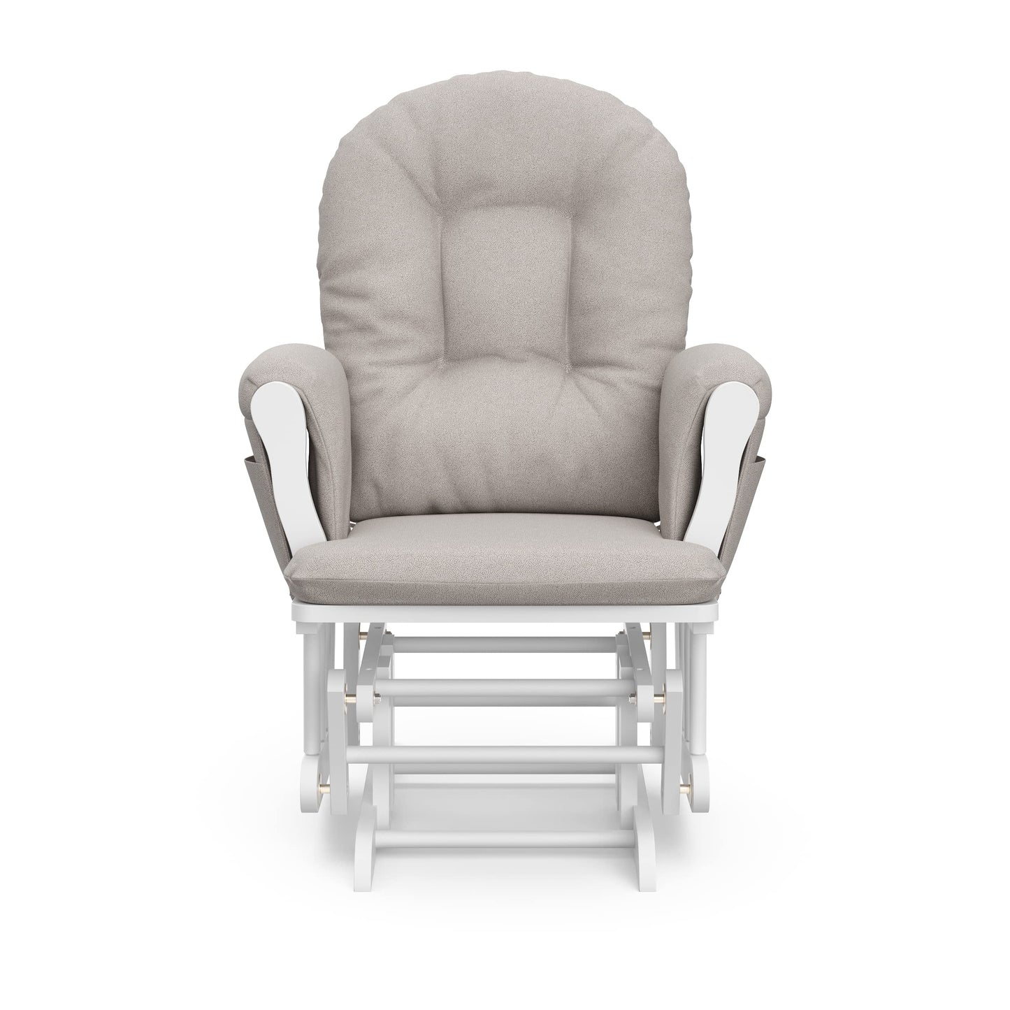 Storkcraft Premium Hoop Glider & Ottoman (White/Taupe Swirl) — GREENGUARD Gold Certified Nursery Glider, Solid Wood Craftsmanship, Smooth-Gliding Nursery Chair and Ottoman, Award-Winning