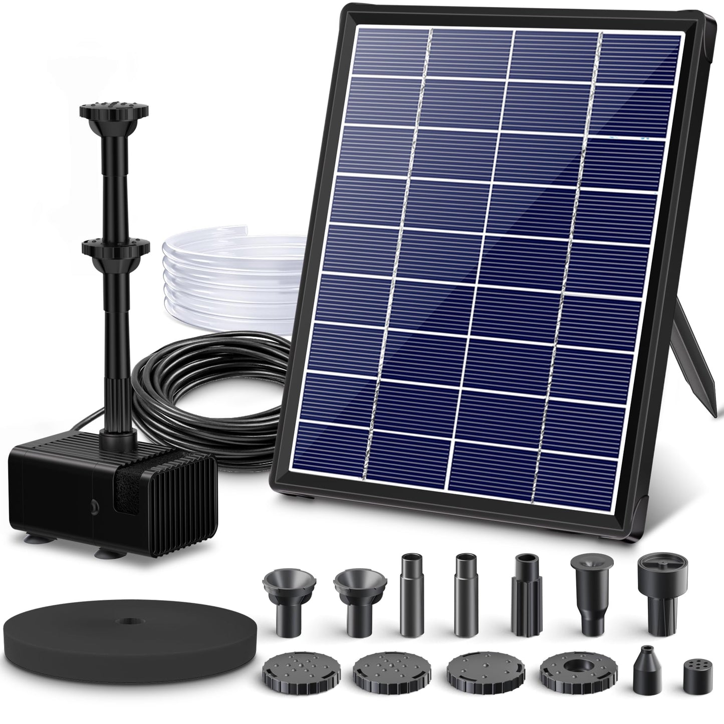 Biling 5.5W Solar Fountain Pump for Bird Bath, DIY Solar Water Pump with Double-Layer Nozzles & Dry-Run Protection 5 FT Tubing for Birdbath, Garden Ponds, Water Features