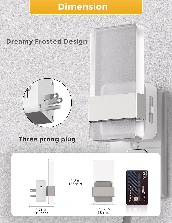 L LOHAS LED Night Light, Night Lights Plug Into Wall, Dusk-to-Dawn Sensor Decorative Night Light, 0-100LM Dimmable Nightlight, LED Acrylic Nightlights for Bathroom, Hallway, Adults, 1 Pack