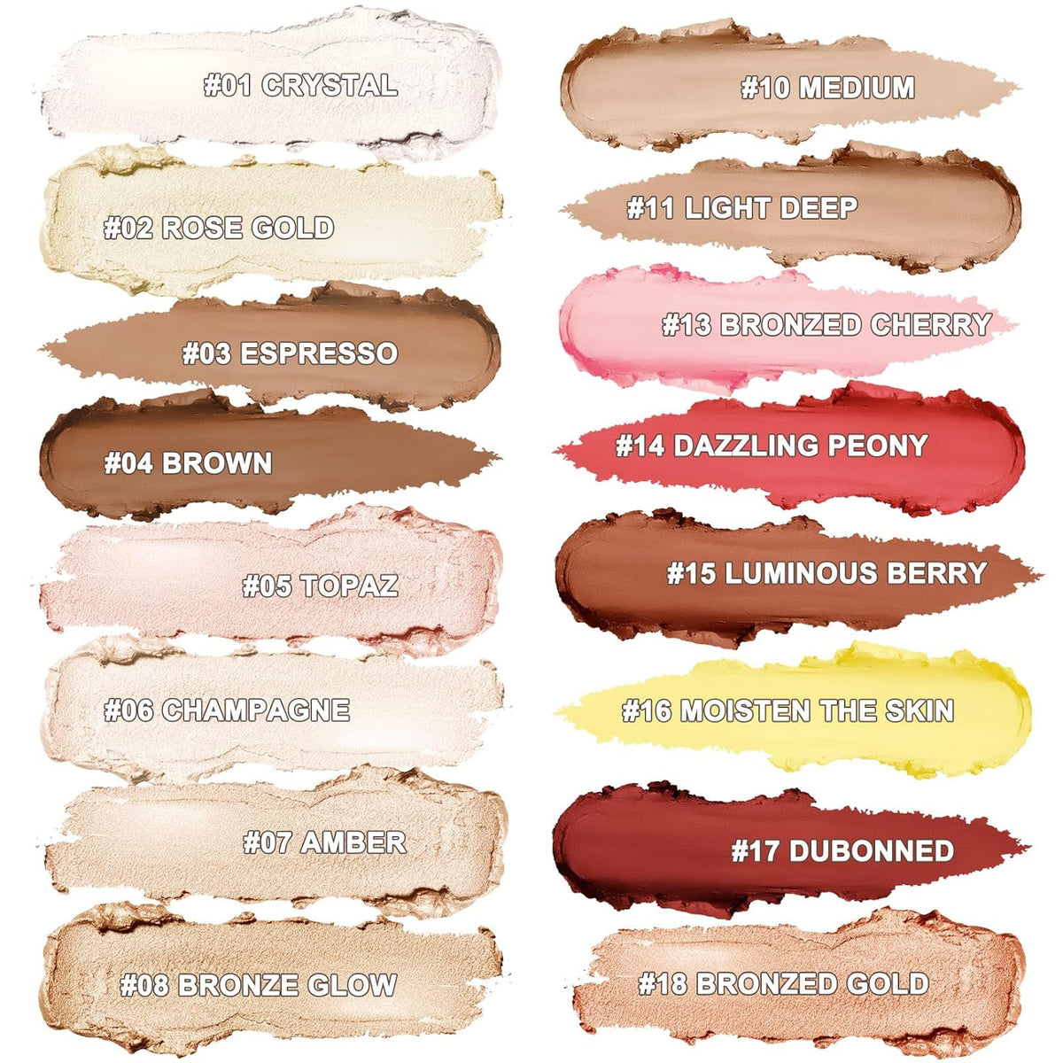 Face Cream Contour Stick Bronzer Stick Highlighter Stick Blush Stick Illuminator Makeup Glow Kit,Long Lasting Highly Piamented Skin Brighten Shadow Contour Bronzer Highlighter Blush Powder-A2