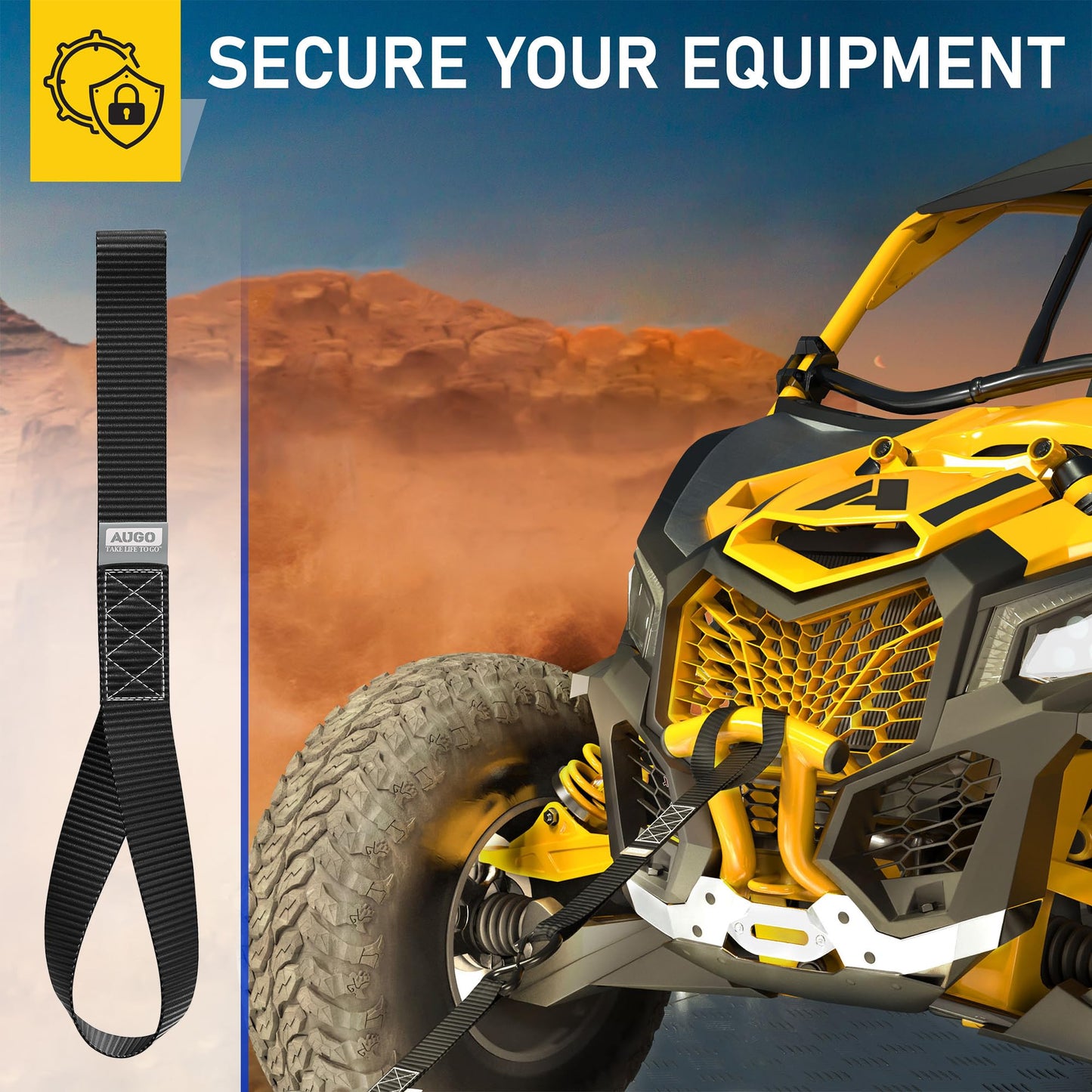 AUGO Heavy Duty Soft Loops –Pack of 6-1.5” x 17” Tie Down Anchor Straps for Use w/Ratchet Strap Hooks – 3000Lb Load Capacity & 10,000Lb Break Strength – Great for Motorcycle, Bike, Roof Rack, Etc.