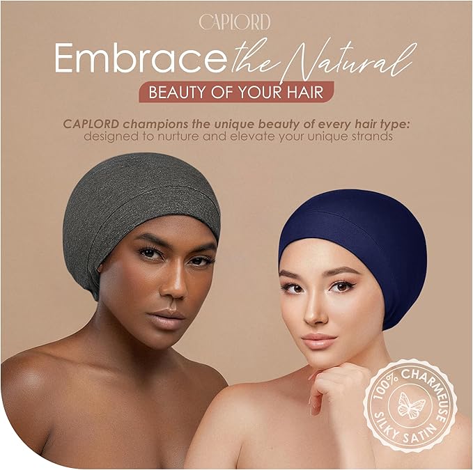 CAPLORD Satin Bonnet for Sleeping, Curly Hair Wrap Sleep for Men, Adjustable Silk Beanies for Women, Silk Hair Bonnet