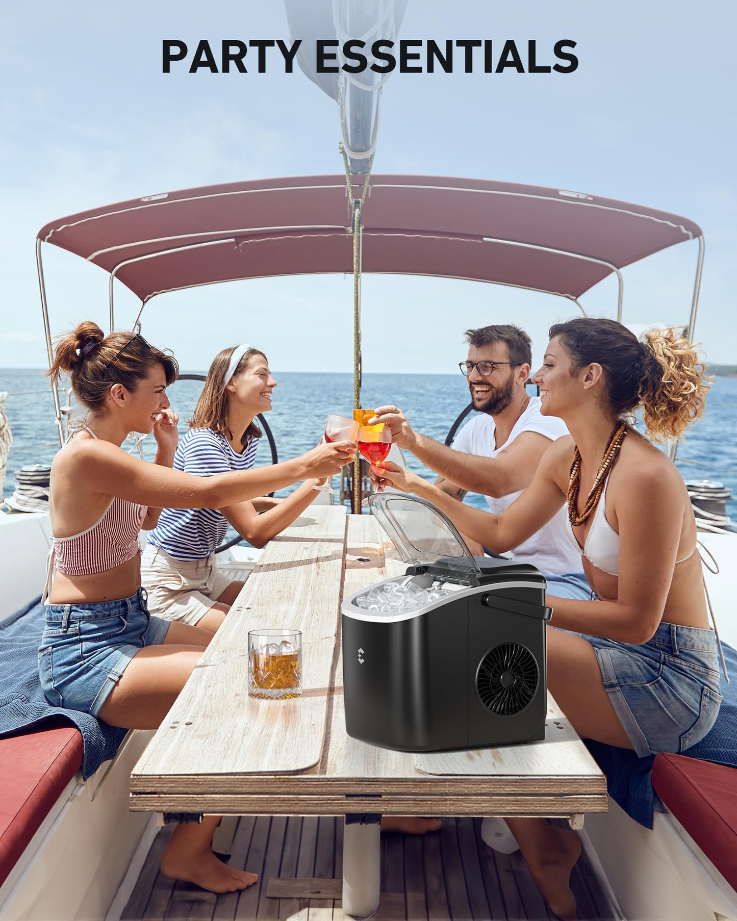 EASYERA Ice Maker Countertop, Portable Ice Machine 9 Cubes in 6 Mins, 26lbs in 24Hrs, 2 Sizes of Bullet Ice Self-Cleaning with Ice Scoop, Bag, and Basket, for Kitchen, Party, RV, Bar-Green