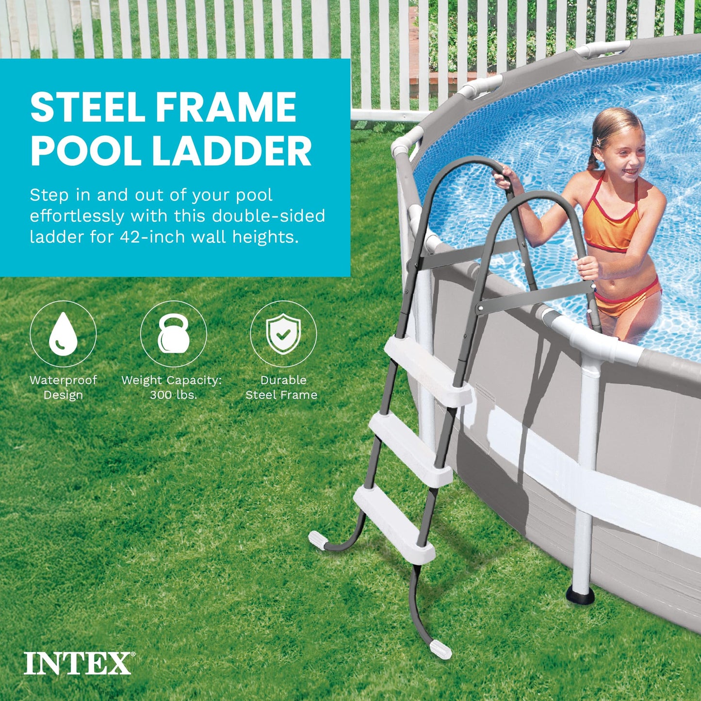 Intex Above Ground Steel Frame Swimming Pool Ladder for 42-in. Wall Height Pools